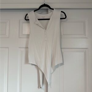 American Eagle Outfitters Cream Asymmetrical Bodysuit